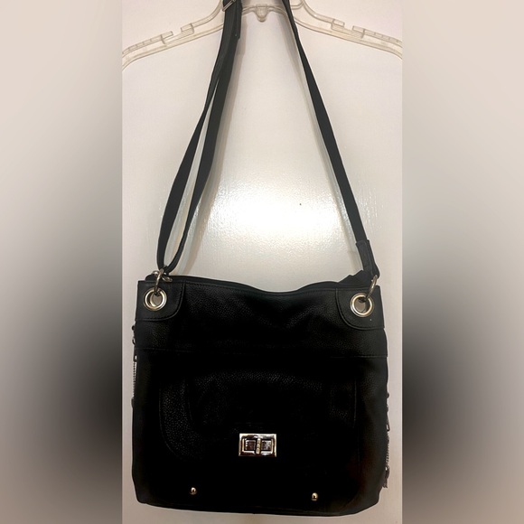 Roma woman’s black concealment genuine leather crossbody handbag zip closure - Picture 1 of 10